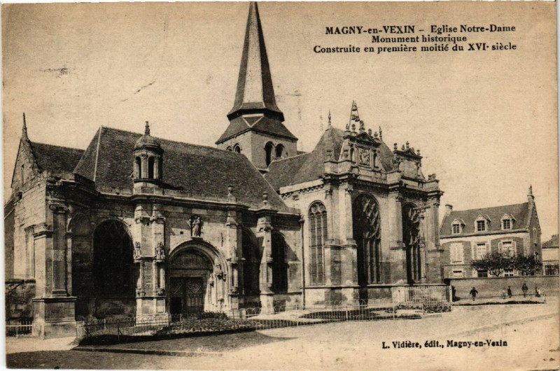 Carte postale ancienne Magny-en-Vexin - Eglise Notre-Dame - Mon. hist.-Construite en ... à Magny-en-Vexin