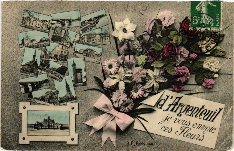 Carte postale ancienne D'Argenteuil je vous envoie ces Fleurs à Argenteuil