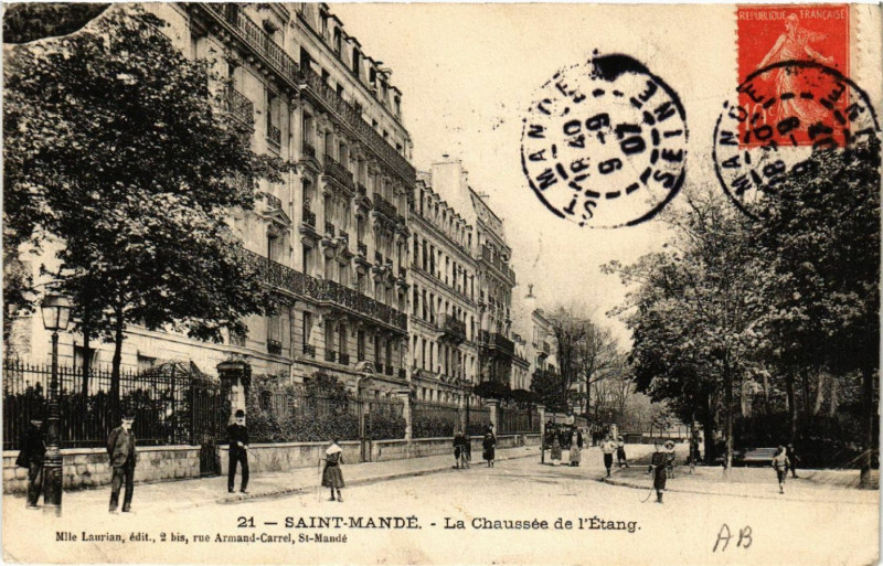 Carte postale ancienne Saint-Mandé - La Chaussée de l'Etang à Us