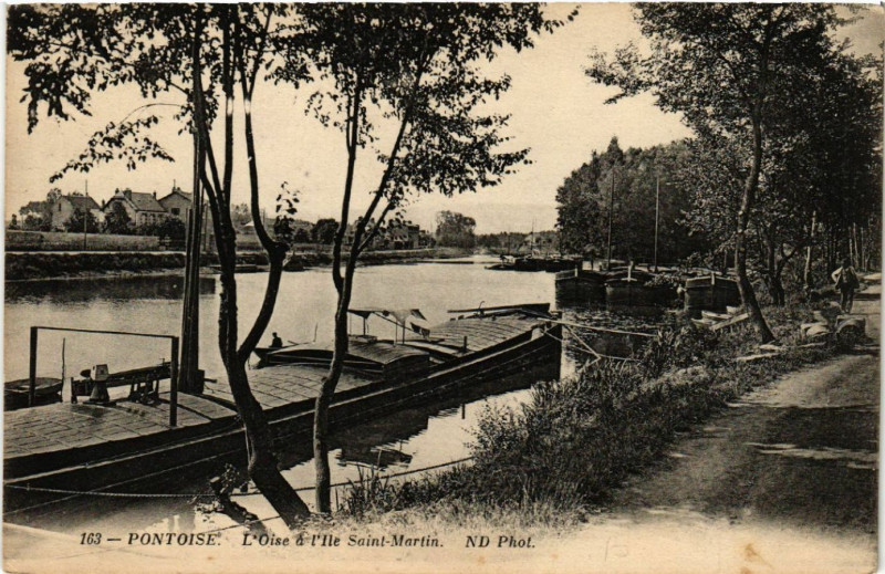 Carte postale ancienne Pontoise - L'Oise á l'Ile Saint-Martin à Pontoise