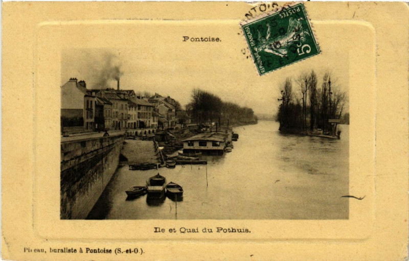 Carte postale ancienne Pontoise - Ile et Quai du Ponthuis à Pontoise