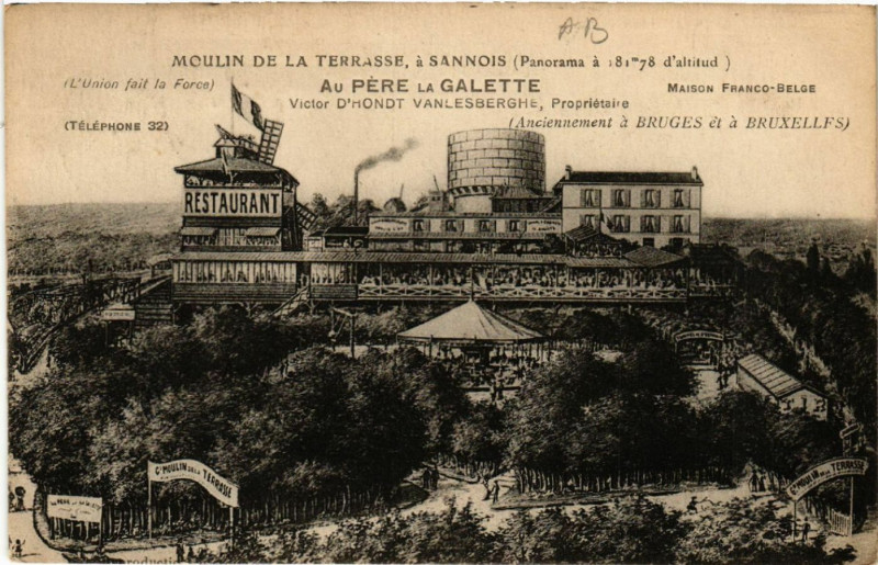 Carte postale ancienne Moulin de la Terrasse, á Sannois (Panorama á 184 m 78 d'alt)... à Sannois