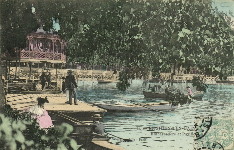 Carte postale ancienne Enghien-les-Bains - Embarcadére et Pavillon à Enghien-les-Bains