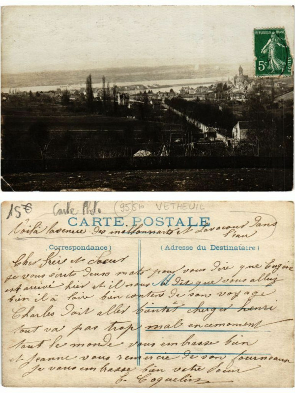 Carte postale ancienne Carte photo Vetheuil vue generale à Vétheuil