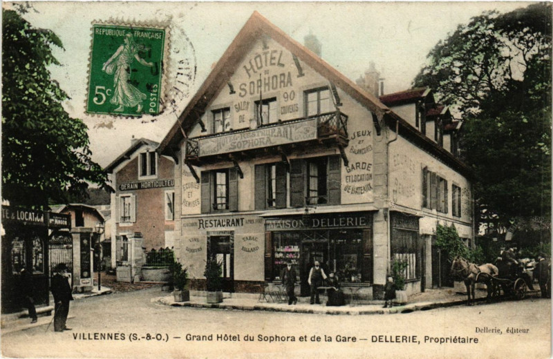Carte postale ancienne Villennes - Grand Hotel du Sophora et de la Gare