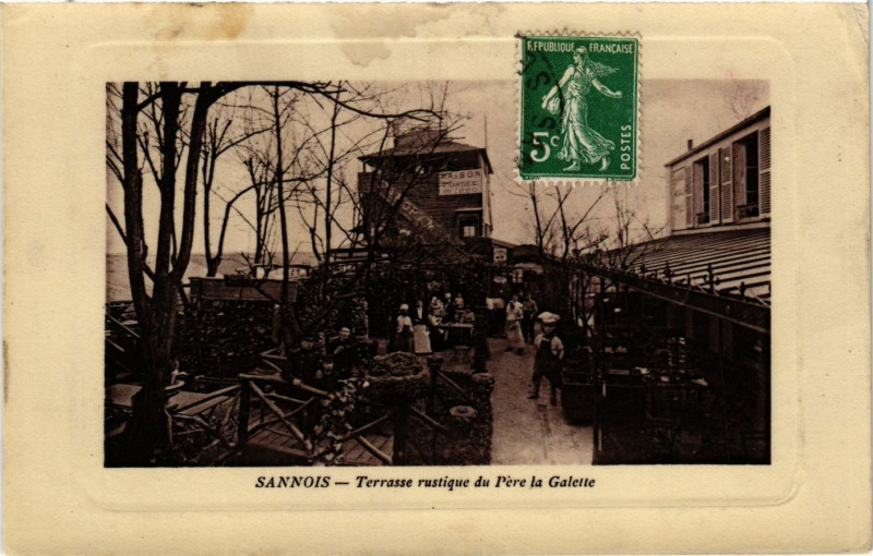 Carte postale ancienne Sannois - Terrasse rustique du Pére la Galette à Sannois