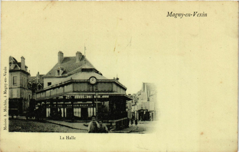 Carte postale ancienne Magny-en-Vexin - La Halle à Magny-en-Vexin