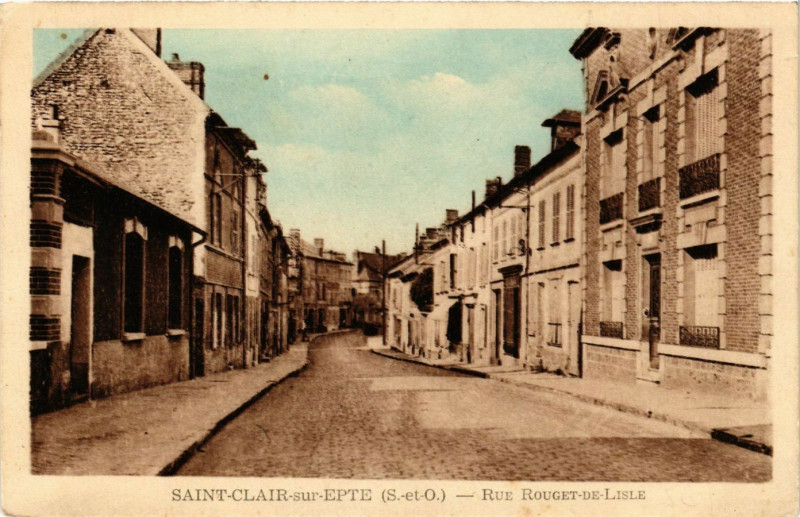 Carte postale ancienne Saint-Clair-sur-Epte - Rue Rouget de l'Isle à Saint-Clair-sur-Epte