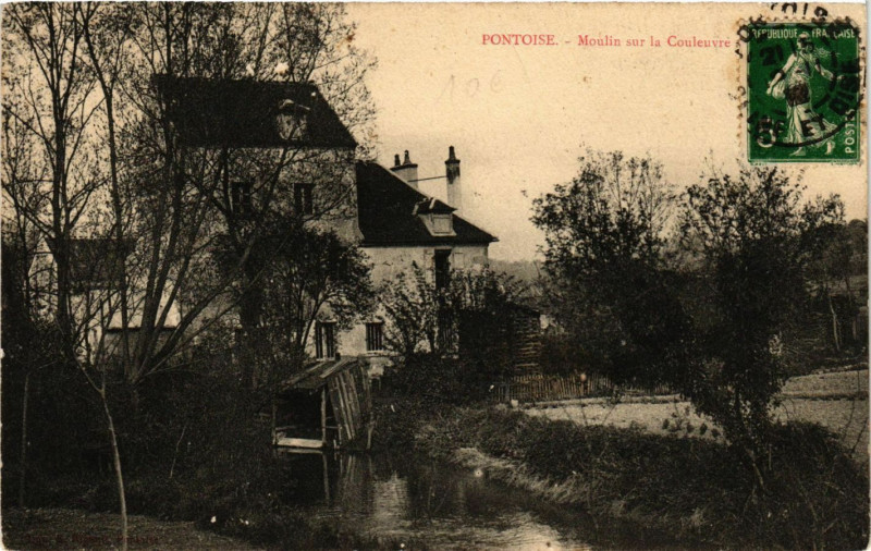 Carte postale ancienne Pontoise - Moulin sur la Couleuvre à Pontoise
