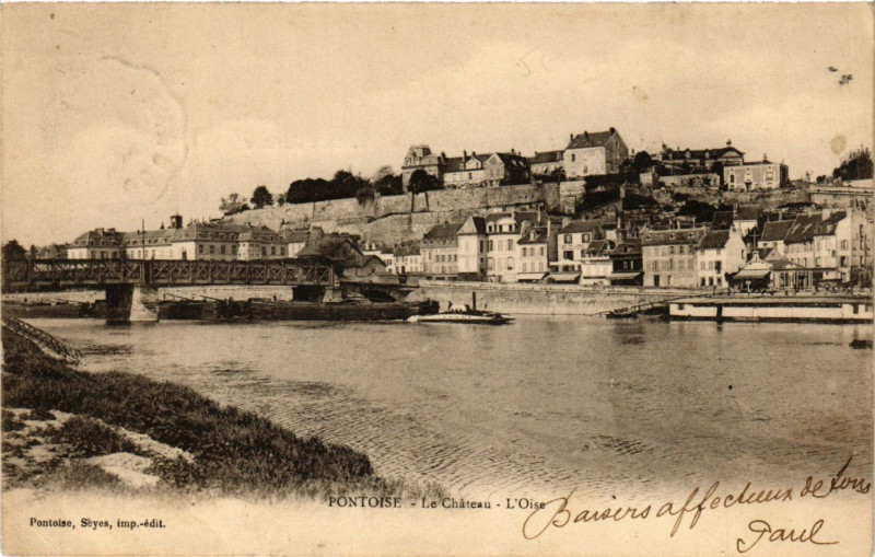 Carte postale ancienne Pontoise - Le Chateau - L'Oise à Pontoise
