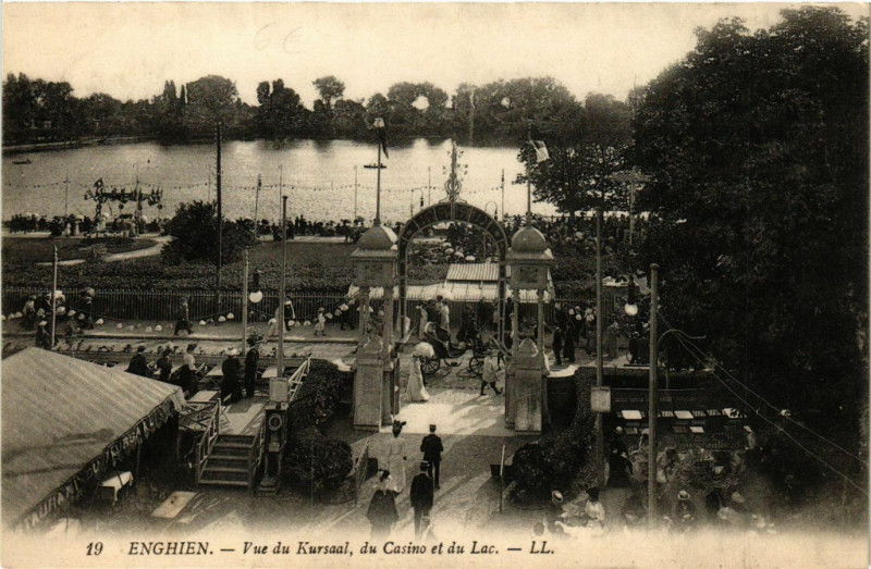 Carte postale ancienne Enghien-les-Bains - Vue du Kursaal - du Casino et du Lac à Enghien-les-Bains
