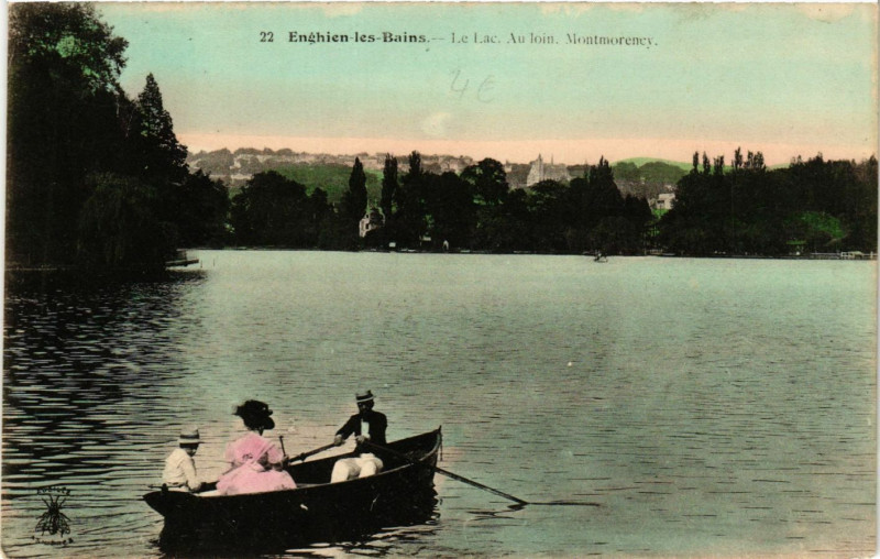 Carte postale ancienne Enghien-les-Bains - Le Lac - Au loin - Montmorency à Enghien-les-Bains