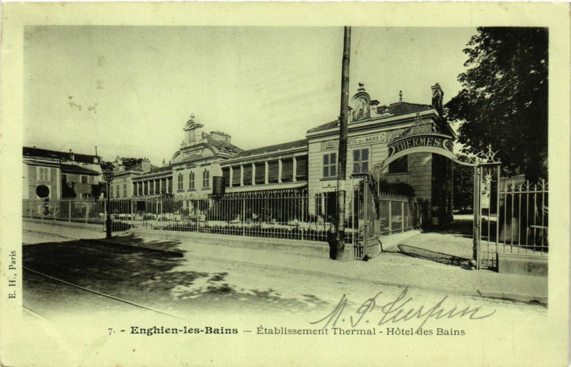 Carte postale ancienne Enghien-les-Bains - Etablissement Thermal - Hotel des Bains à Enghien-les-Bains