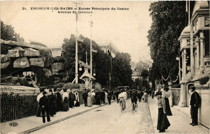 Carte postale ancienne Enghien-les-Bains - Entrée Principale du Casino à Enghien-les-Bains