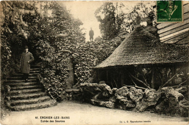 Carte postale ancienne Enghien-les-Bains - Entrée des Sources à Enghien-les-Bains