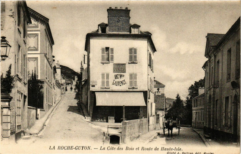 Carte postale ancienne La Roche-Guyon - Le Cotes des Bois et Route de Haute-Isle à La Roche-Guyon