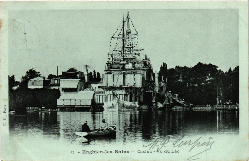 Carte postale ancienne Enghien-les-Bains - Casino - Vu de Lac à Enghien-les-Bains