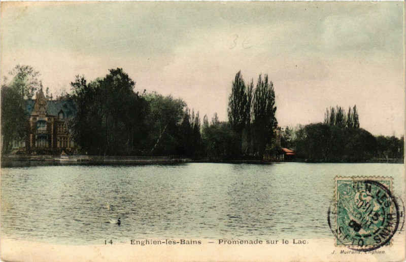Carte postale ancienne Enghien-les-Bains - Promenade sur le Lac à Enghien-les-Bains