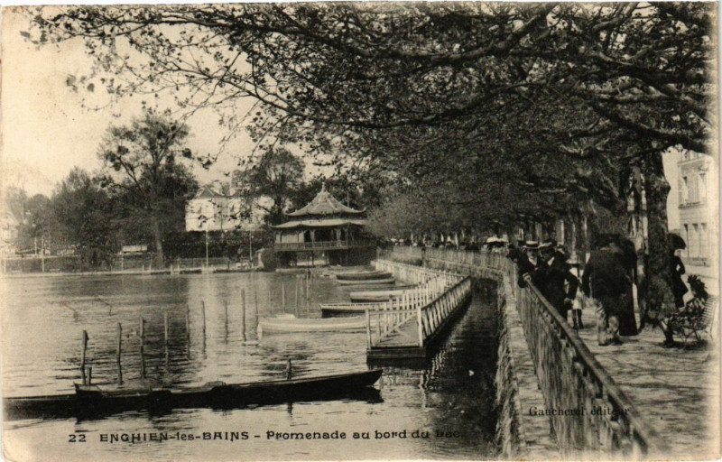 Carte postale ancienne Enghien-les-Bains - Promenade au bord du Lac à Enghien-les-Bains