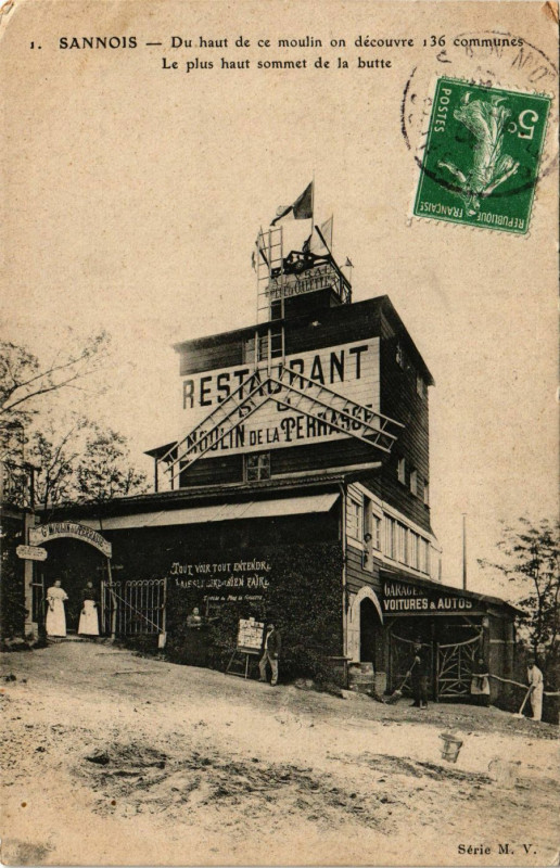 Carte postale ancienne Sannois - Restaurant- Moulin à Sannois