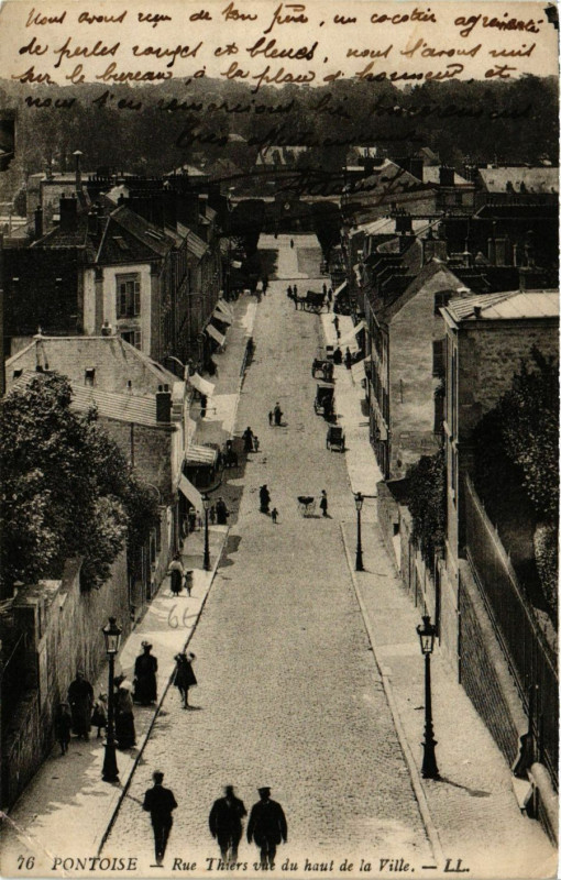 Carte postale ancienne Pontoise - Rue Thiers à Pontoise