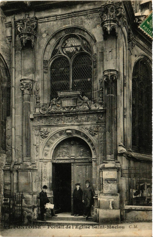 Carte postale ancienne Pontoise - Portail de l'Eglise Saint-Maclou à Pontoise