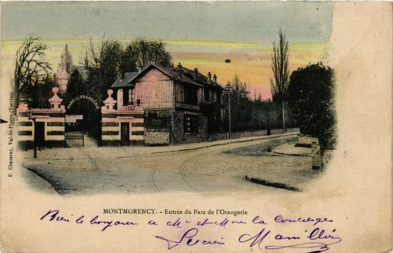 Carte postale ancienne Montmorency - Entrée du Parc de l'Orangerie à Montmorency