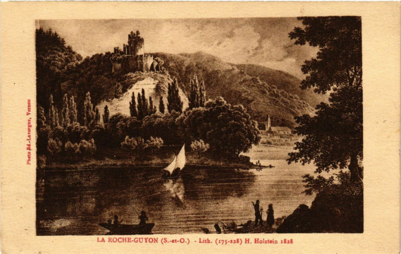 Carte postale ancienne La Roche-Guyon (S.-et-O.) - Lith.(175-228) H.Holstein 1828 à La Roche-Guyon