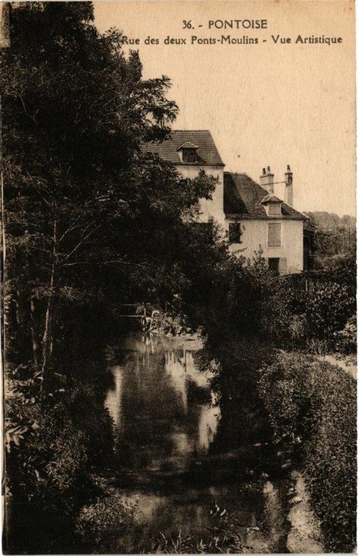 Carte postale ancienne Pontoise  - Rue des deux Ponts-Moulins - Vue Artistique à Pontoise
