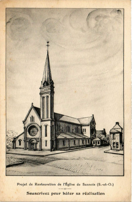 Carte postale ancienne Projet de Restauration de l'Eglise de Sannois (S.-et-O.) .... à Sannois