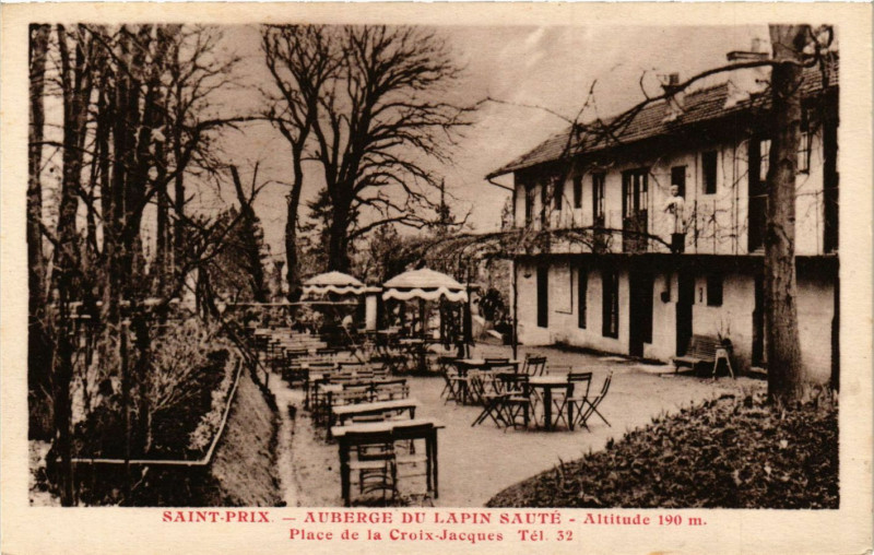 Carte postale ancienne Saint-Prix -Auberge du Lapin Sauté -Alt.190m -Place de la Croix.. à Saint-Prix