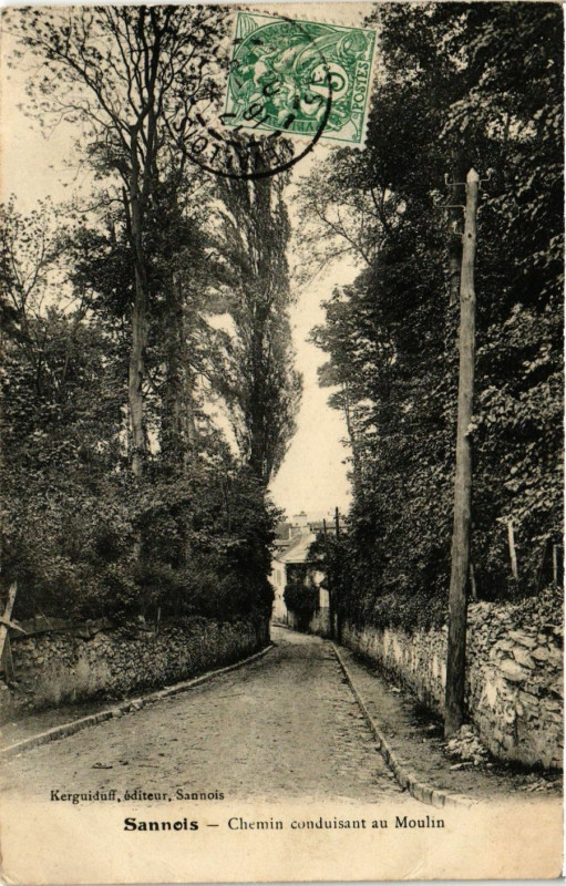 Carte postale ancienne Sannois - Chemin conduisant au Moulin à Sannois
