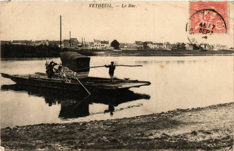 Carte postale ancienne Vetheuil - Le Bac à Vétheuil