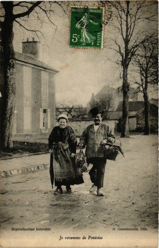 Carte postale ancienne Je revenons de Pontoise à Pontoise