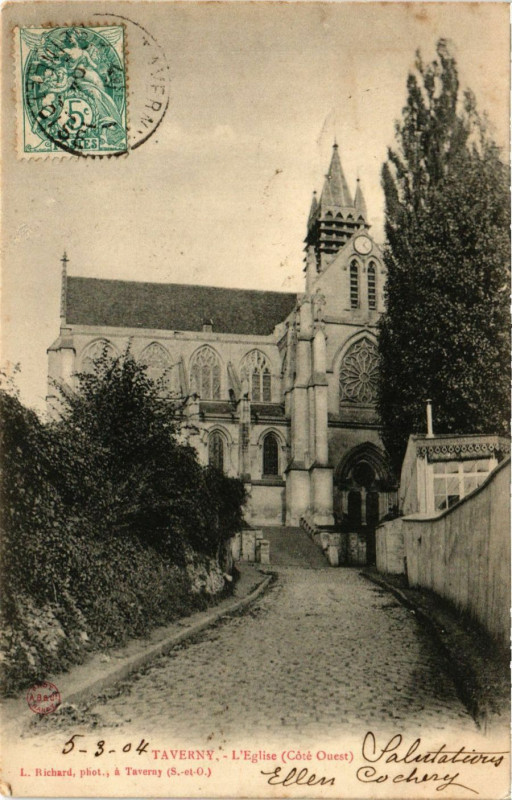 Carte postale ancienne Taverny - L'Eglise (Coté Ouest) à Taverny