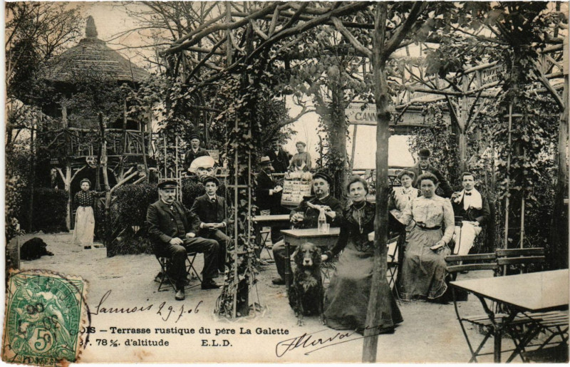 Carte postale ancienne Sannois -  Terrasse rustique du pére la Galette à Sannois