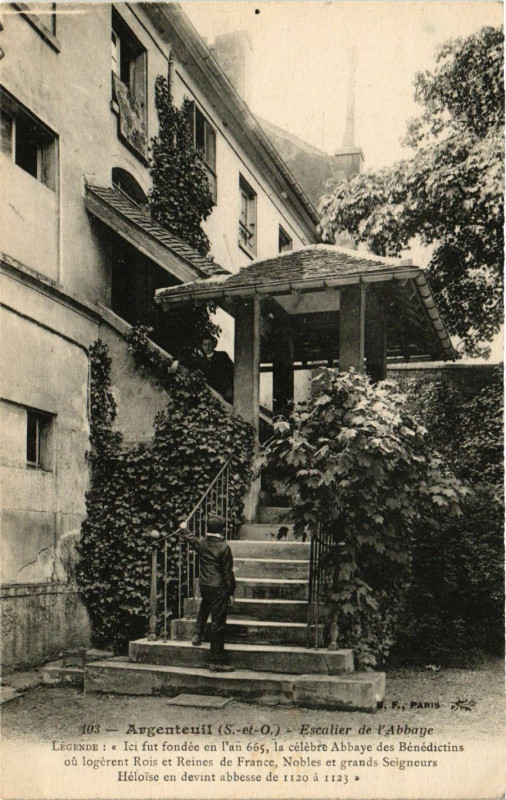Carte postale ancienne Argenteuil (S.-et-O.) -Escalier de l'Abbage -Légende: ... à Argenteuil