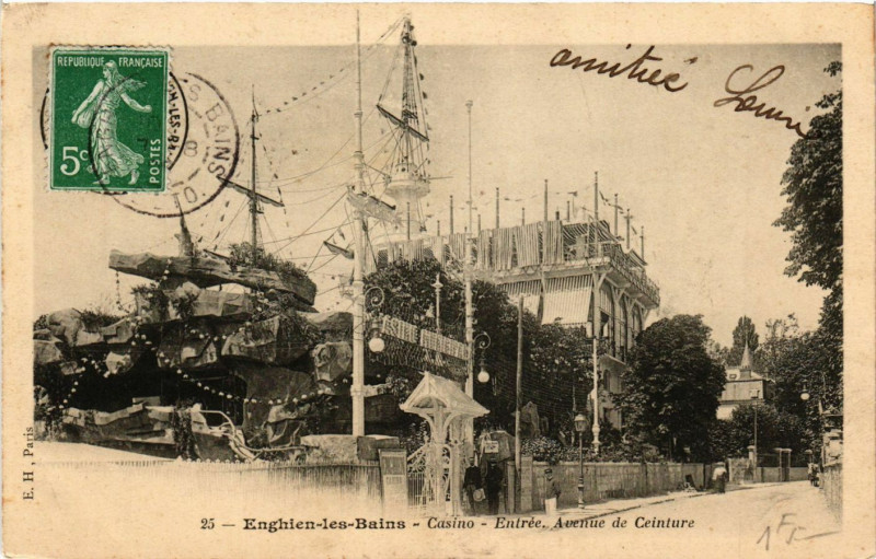 Carte postale ancienne Enghien-les-Bains - Casino - Entrée ,Avenue de Ceinture à Enghien-les-Bains