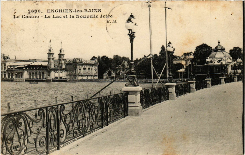 Carte postale ancienne Enghien-les-Bains - Le Casino - Le Lac et la Nouvelle Jetée à Enghien-les-Bains