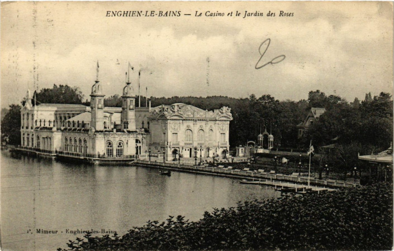 Carte postale ancienne Enghien-les-Bains - Le Casino et le Jardin de Roses à Enghien-les-Bains