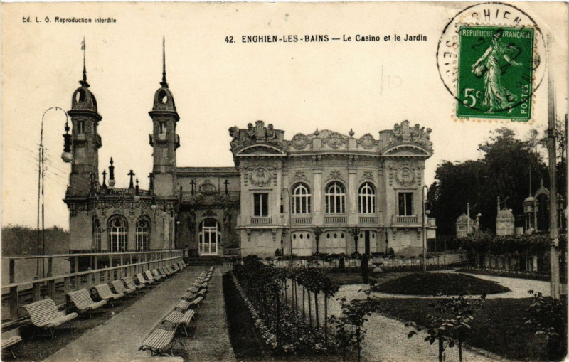 Carte postale ancienne Enghien-les-Bains -Le Casino et le Jardin à Enghien-les-Bains