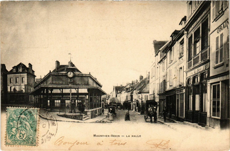 Carte postale ancienne Magny-en-Vexin - La Halle à Magny-en-Vexin