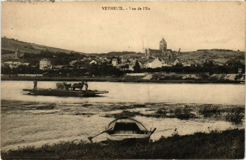 Carte postale ancienne Vetheuil - Vue de l'Ile à Vétheuil