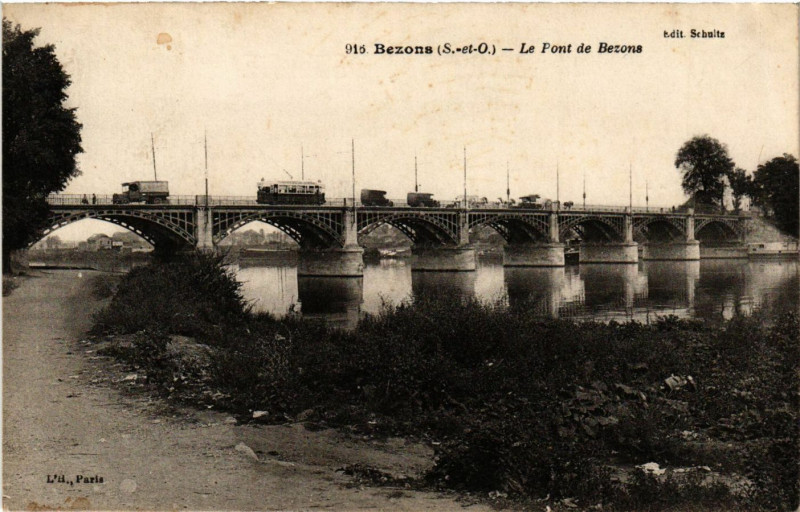 Carte postale ancienne Bezons (S.-et-O.) - Le Pont de Bezons à Bezons