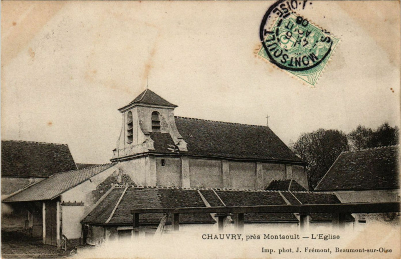 Carte postale ancienne Chauvry,prés Montsoult - L'Eglise à Montsoult