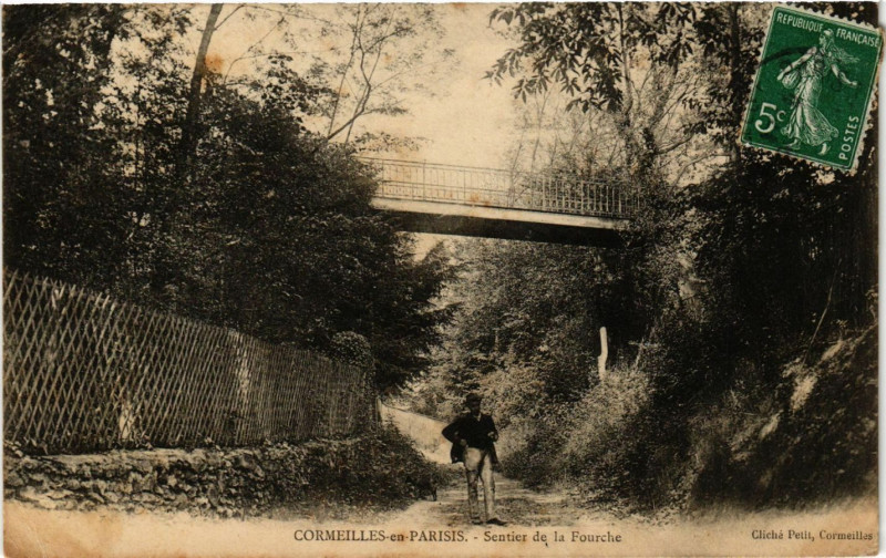 Carte postale ancienne Cormeilles-en-Parisis - Sentier de la Fourche à Cormeilles-en-Parisis