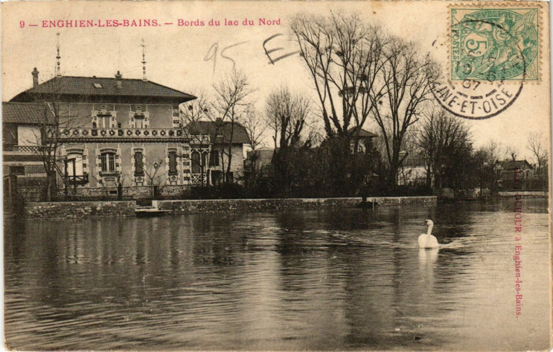 Carte postale ancienne Enghien-les-Bains - Bords du la du Nord à Enghien-les-Bains