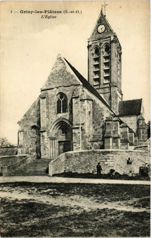 Carte postale ancienne Grisy-les-Plátres (S.-et-O.) -L'Eglise à Grisy-les-Plâtres