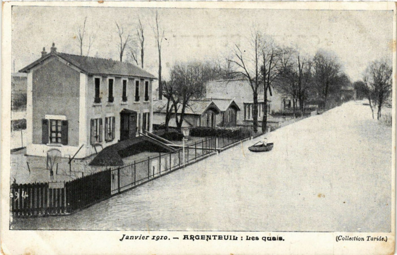 Carte postale ancienne Janvier 1910 - Argenteuil -Les quais à Argenteuil