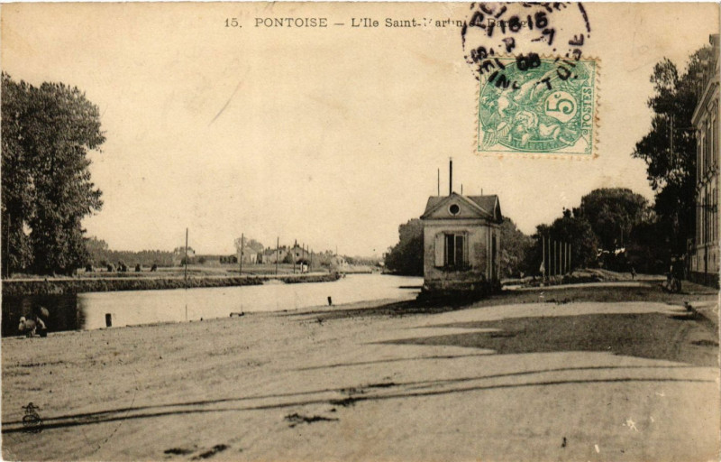 Carte postale ancienne Pontoise - L'Ile Saint-Martin à Pontoise